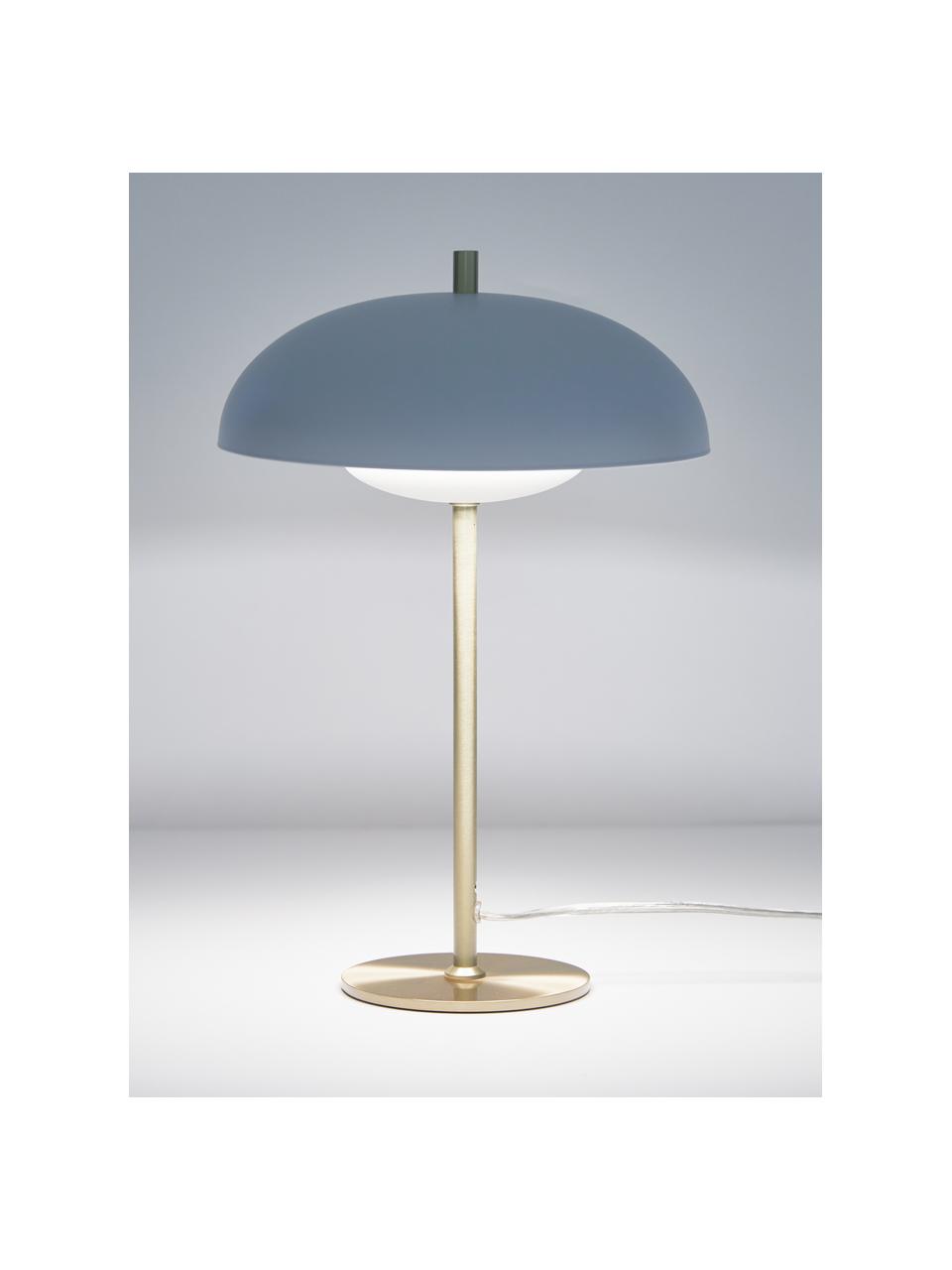 Lampada da tavolo Mathea-Gold, Paralume: metallo verniciato a polv, Base della lampada: metallo ottonato, Bianco, dorato, Ø 23 x Alt. 36 cm