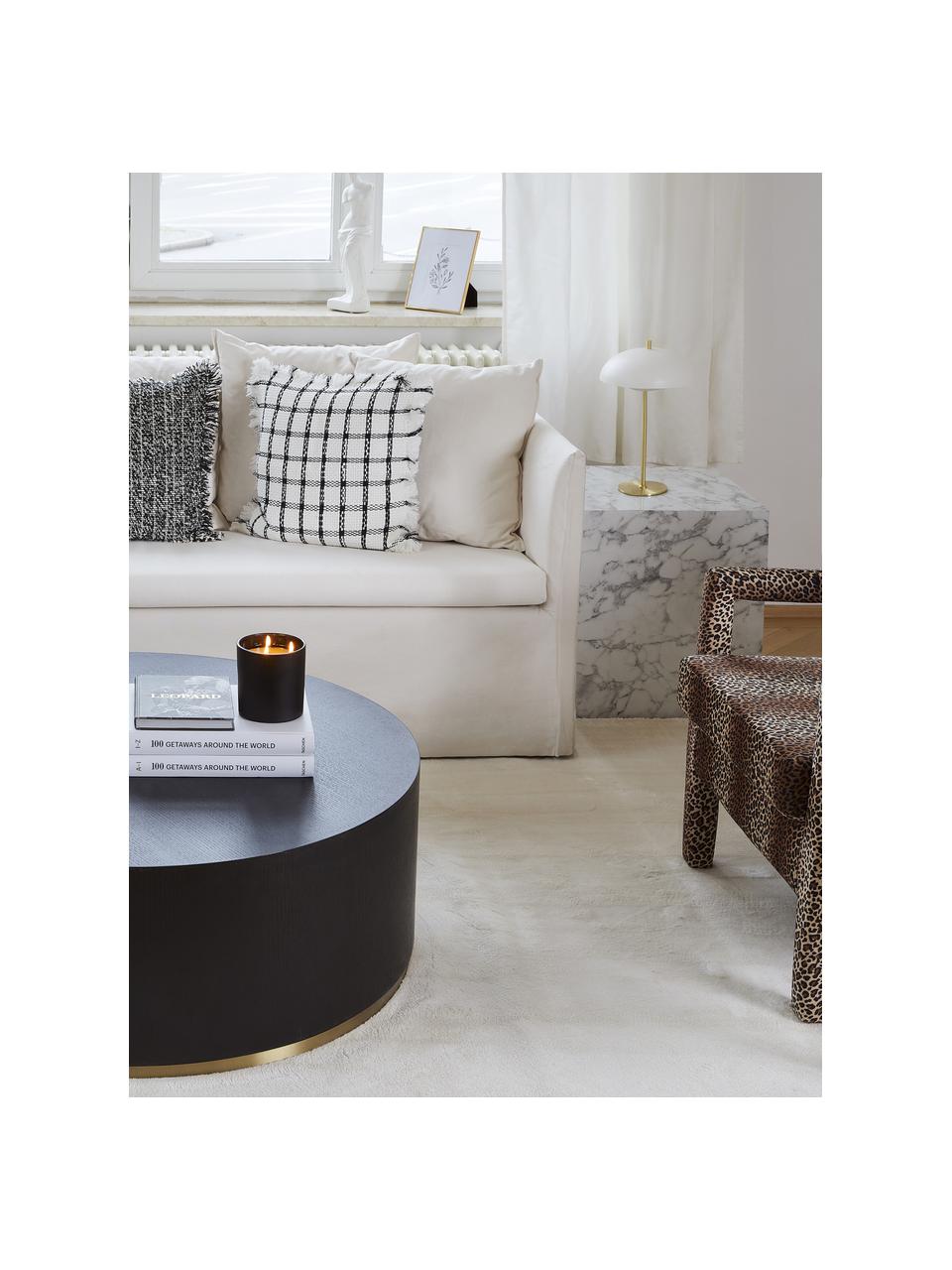 Lámpara de mesa Mathea, estilo escandinavo, Pantalla: metal con pintura en polv, Cable: plástico, Blanco, latón, Ø 23 x Al 36 cm