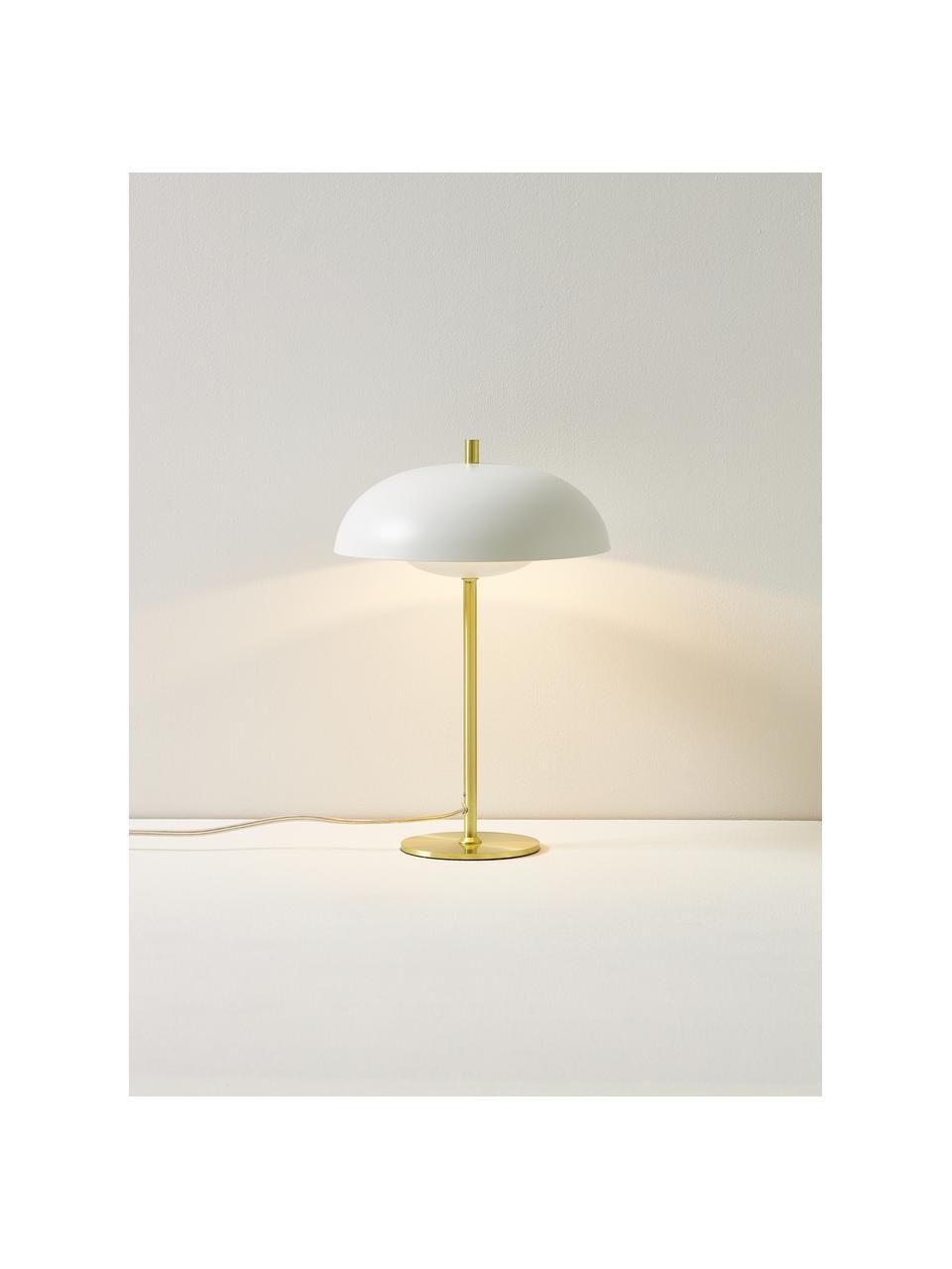 Lampa stołowa Mathea-Gold, Biały, odcienie złotego, Ø 23 x W 36 cm