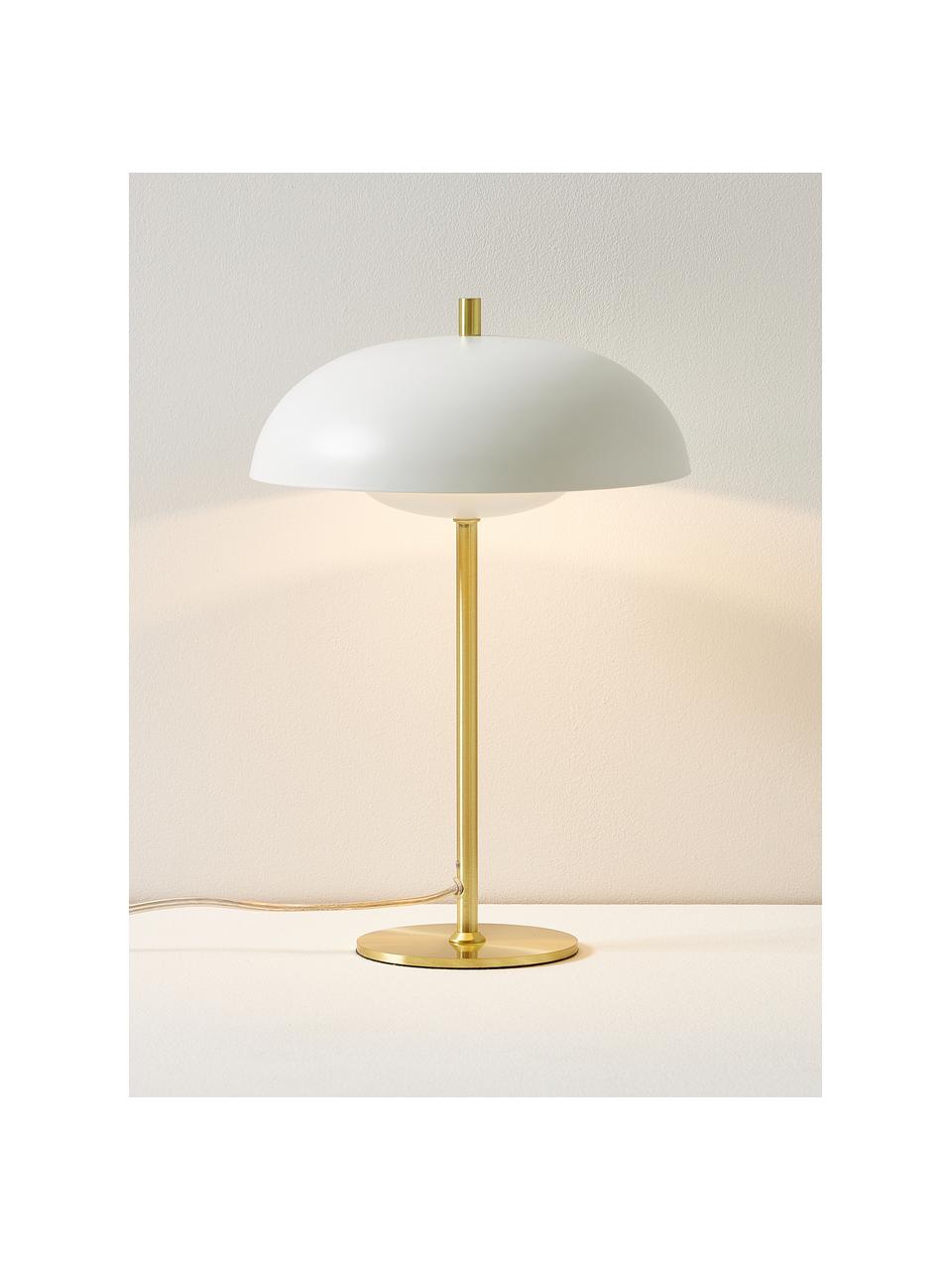 Lampe à poser Mathea, Blanc, doré, Ø 23 x haut. 36 cm