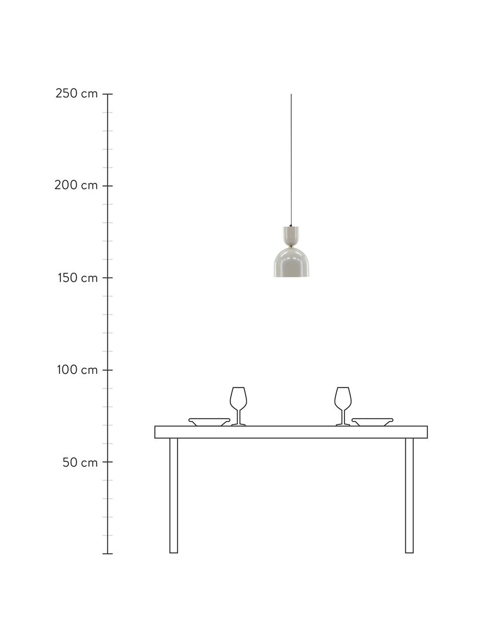Kleine hanglamp Tim, Lampenkap: gecoat staal, Baldakijn: gecoat staal, Beige, Ø 20 x H 120 cm