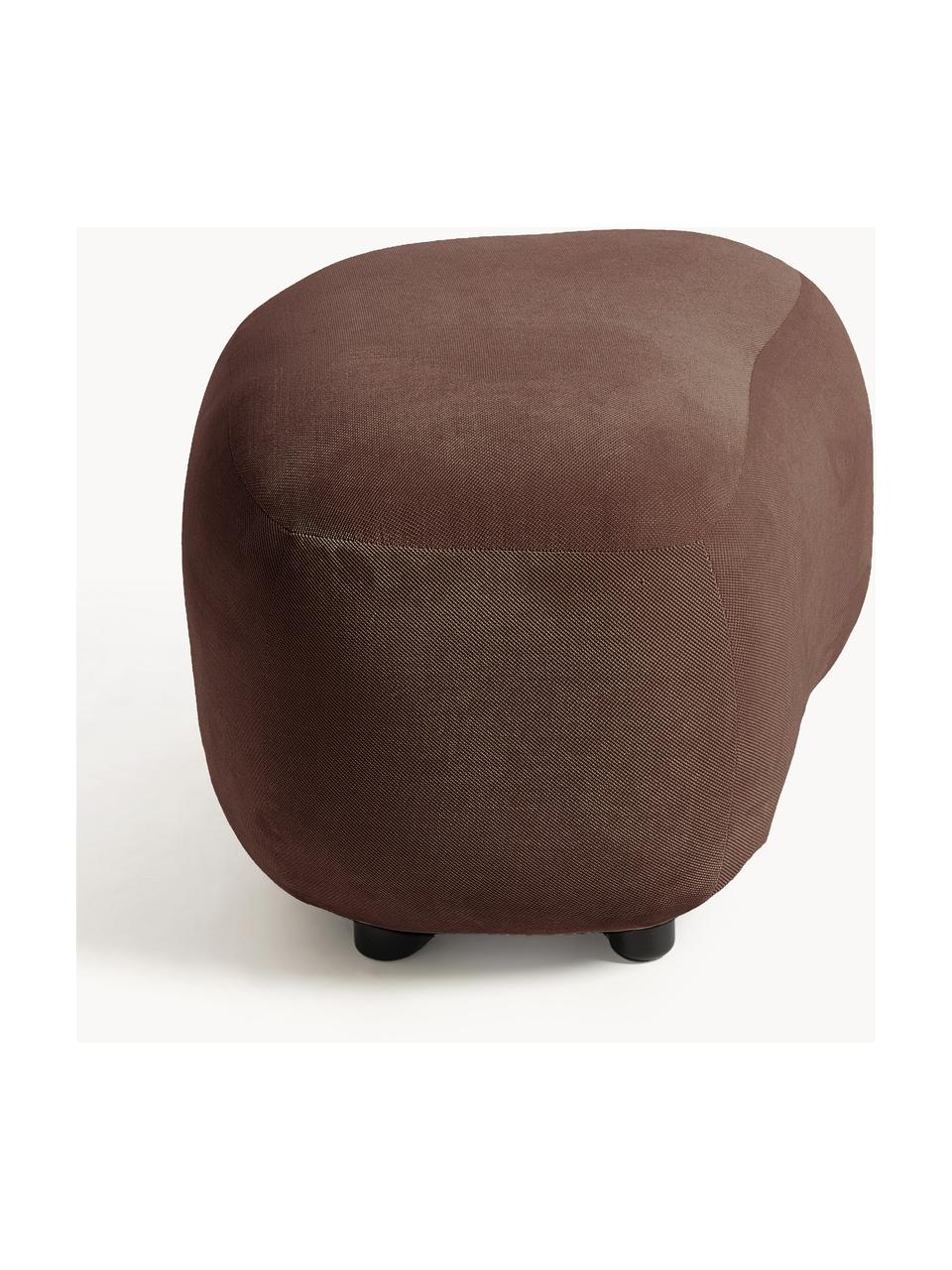 Hocker Alba, Bezug: 97 % Polyester, 3% Nylon , Füße: Kunststoff Dieses Produkt, Webstoff Dunkelbraun, B 70 x H 42 cm, gebogen links