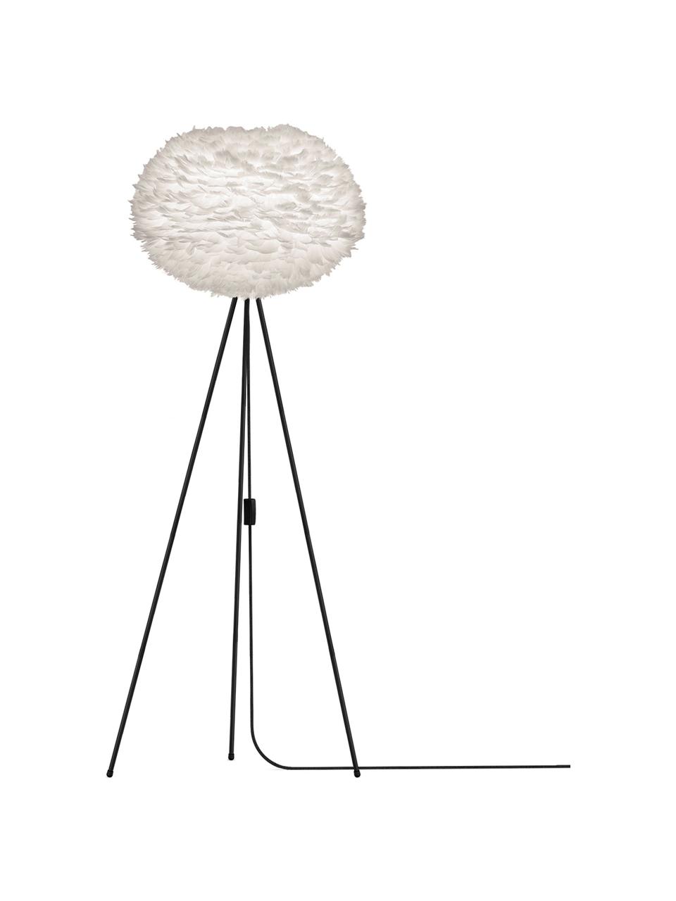 Base de lámpara de pie Trípode, Base de la lámpara: aluminio, recubierto, Cable: cubierto en tela, Negro, Ø 50 x Al 109 cm