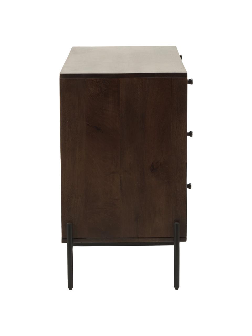 Komoda z plecionką wiedeńską Vienna, Korpus: lite drewno mangowe, Nogi: metal malowany proszkowo, Drewno mangowe, S 105 x W 78 cm