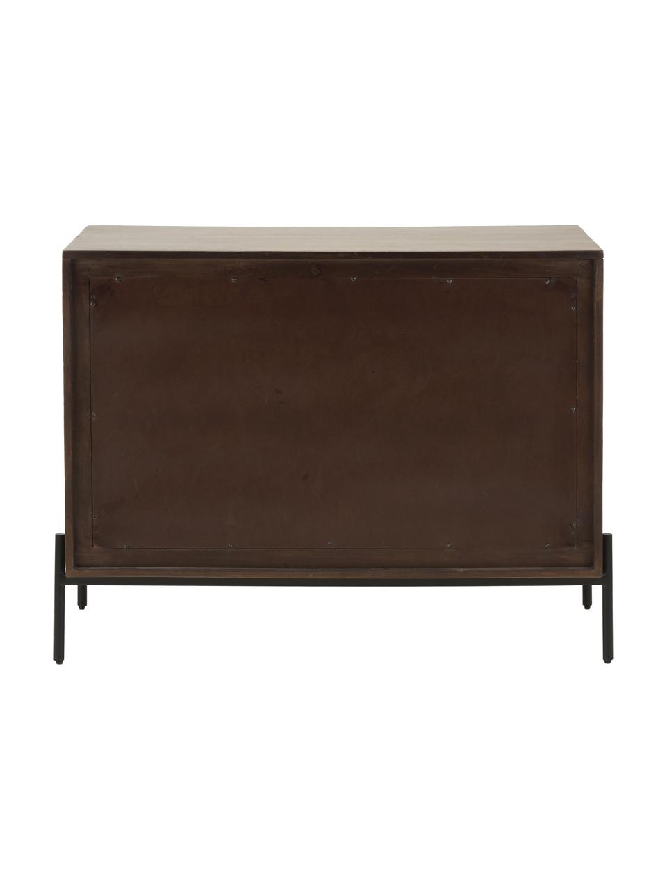 Schubladenkommode Vienna mit Wiener Geflecht, Korpus: Massives Mangoholz, Füße: Metall, pulverbeschichtet, Mangoholz, B 105 x H 78 cm