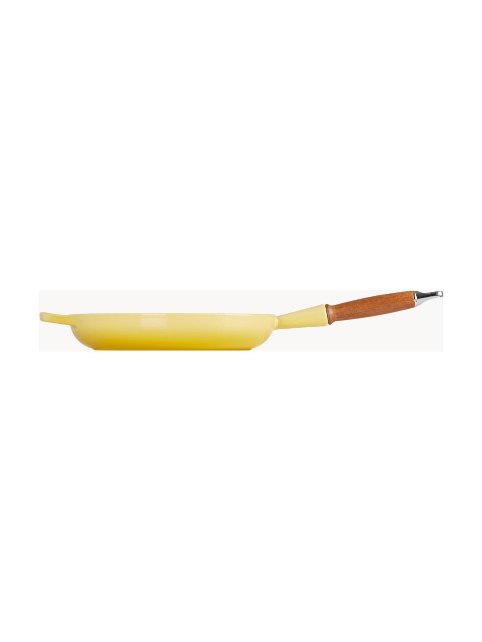 Poêle en fonte émaillée avec manche en bois Signature Collection, Tons jaunes, Ø 28 x haut. 8 cm