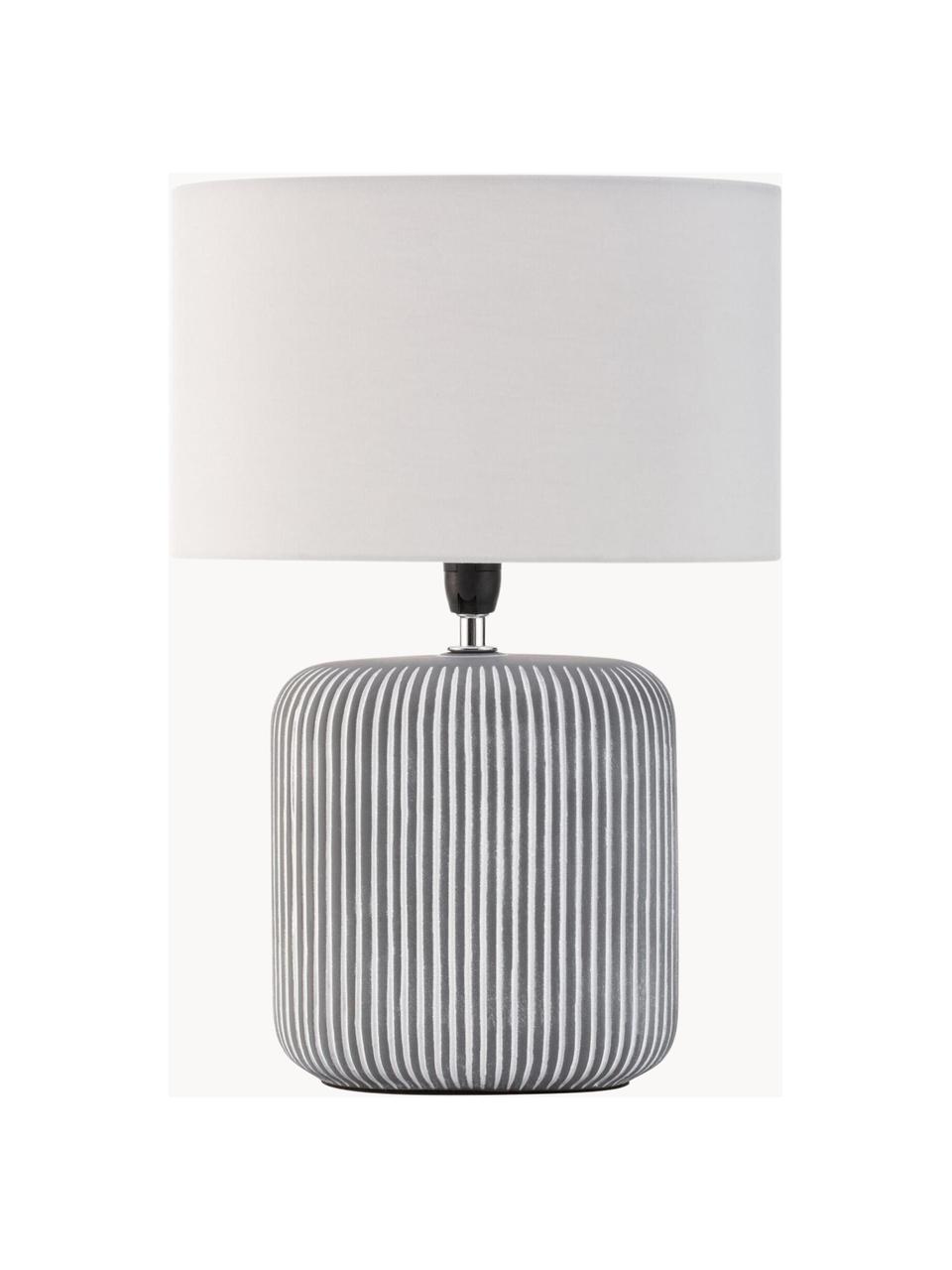 Lámpara de mesa de cerámica Pure Shine, Pantalla: tela, Cable: cubierto en tela, Blanco, gris, Ø 27 x Al 38