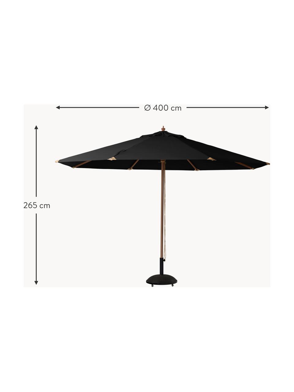 Parasol ronde Lizzano, Ø 400 cm, Noir, Ø 400 x haut. 265 cm