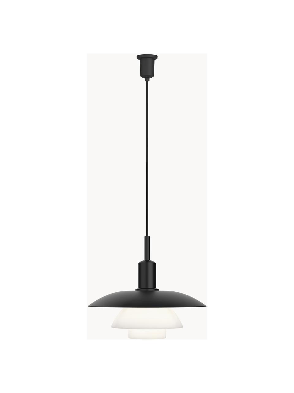 Lámpara de techo PH 5/5, Pantalla: vidrio opalino, aluminio , Cable: cubierto en tela, Negro, blanco, Ø 50 x Al 43 cm