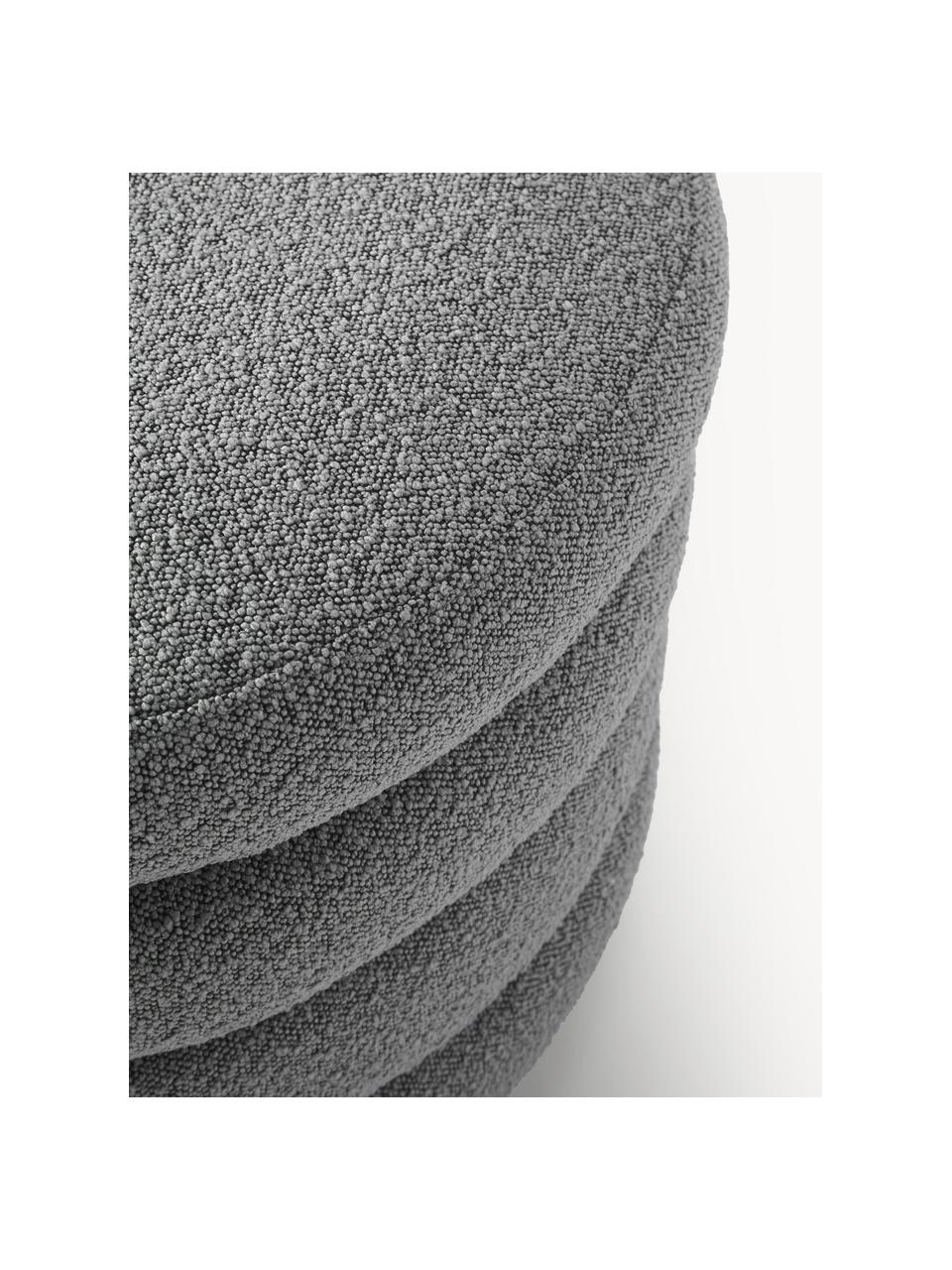 Grand pouf en tissu bouclé avec rangement Alto, Bouclé gris foncé, Ø 69 x haut. 44 cm