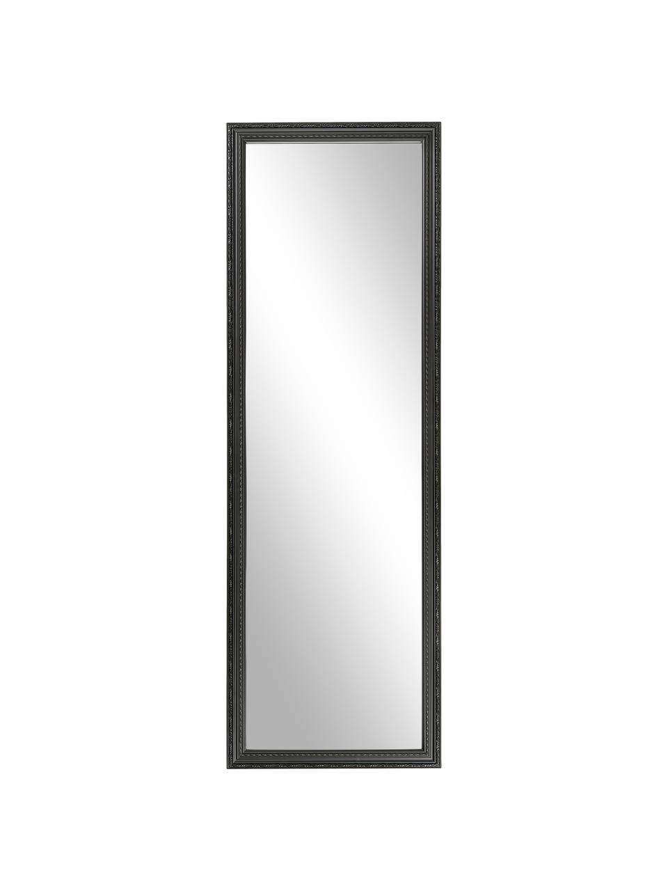 Barock Wandspiegel Muriel mit schwarzem Holzrahmen, Rahmen: Massivholz, beschichtet, Rückseite: Mitteldichte Holzfaserpla, Spiegelfläche: Spiegelglas, Schwarz, B 50 x H 150 cm