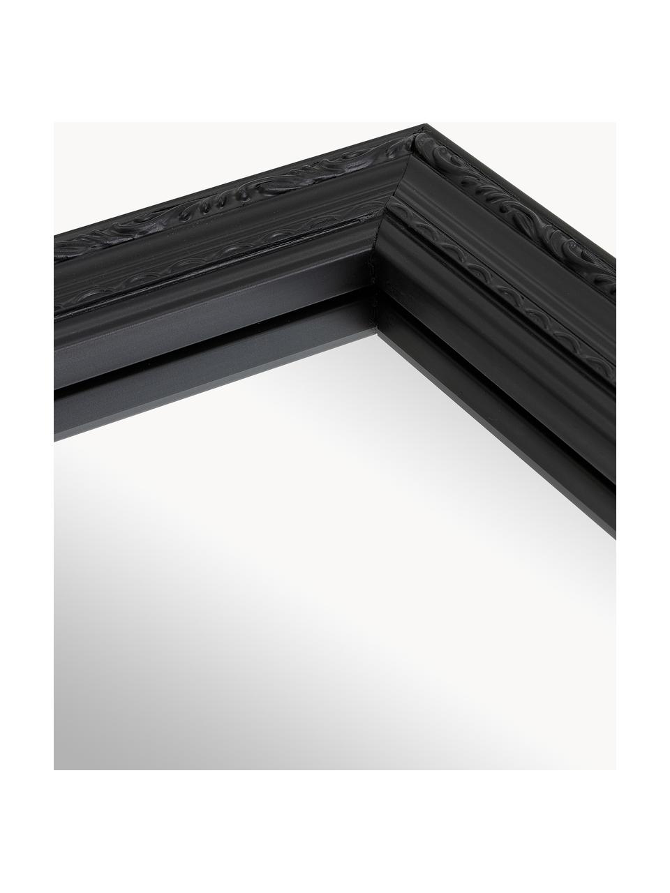 Specchio da parete barocco Muriel, Cornice: legno massiccio rivestito, Retro: pannello di fibra a media, Superficie dello specchio: lastra di vetro, Nero, Larg. 50 x Alt. 150 cm