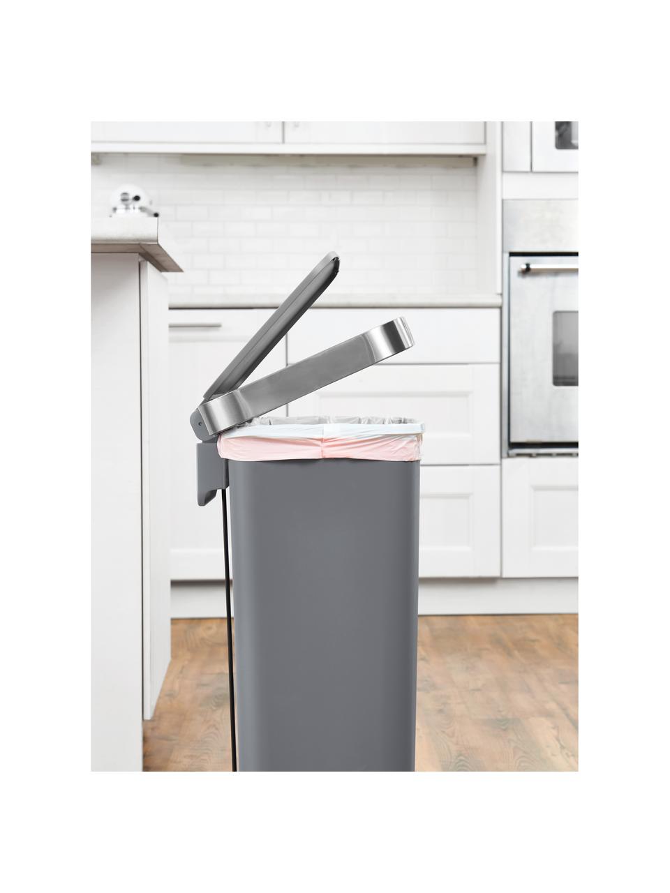 Pattumiera con ruote integrate Hana, Plastica, Grigio opaco, Larg. 41 x Alt. 65 cm