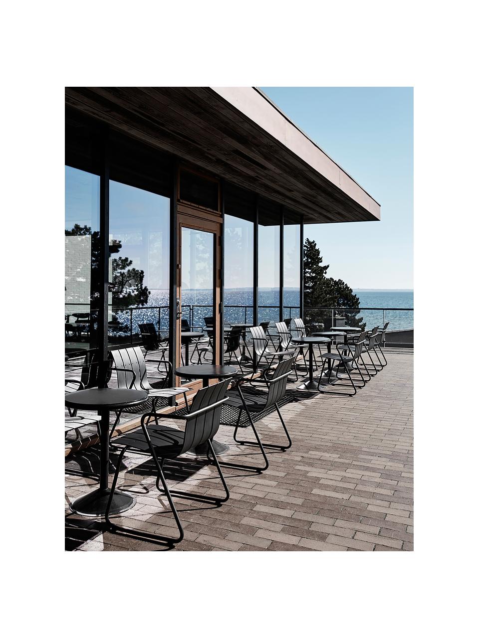 Handgefertigter Garten-Armlehnstuhl Ocean, Gestell: Recycelter Stahl, beschic, Schwarz, B 60 x T 56 cm