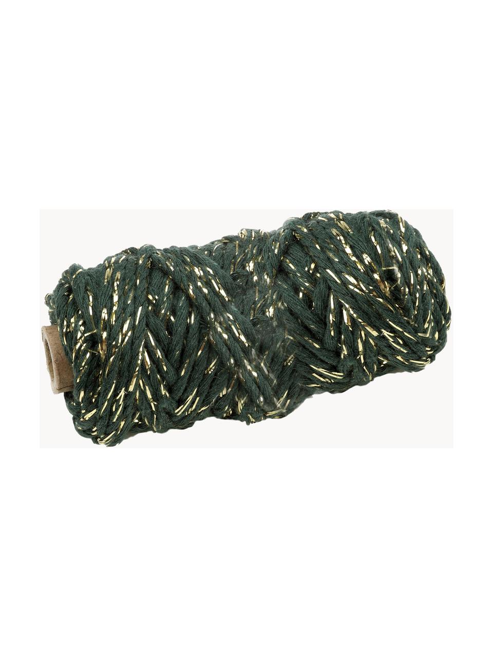Cordón para regalos con hilos de lurex Twist, Algodón con hilo de lurex, Verde, dorado, L 2500 cm