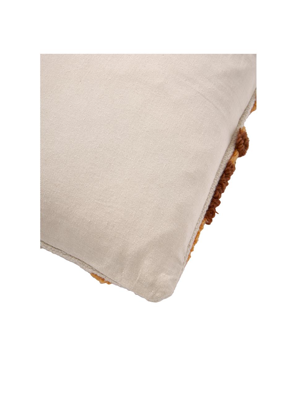 Funda de cojín bordada Alicia, Funda: 100% algodón Bordado, Ocre, multicolor, An 45 x L 45 cm