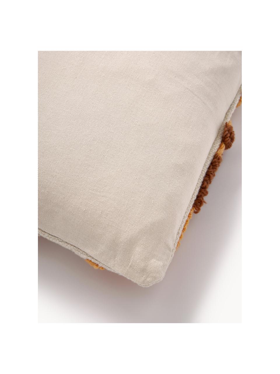 Poszewka na poduszkę z haftem Alicia, Brunatnożółty, wielobarwny, S 45 x D 45 cm