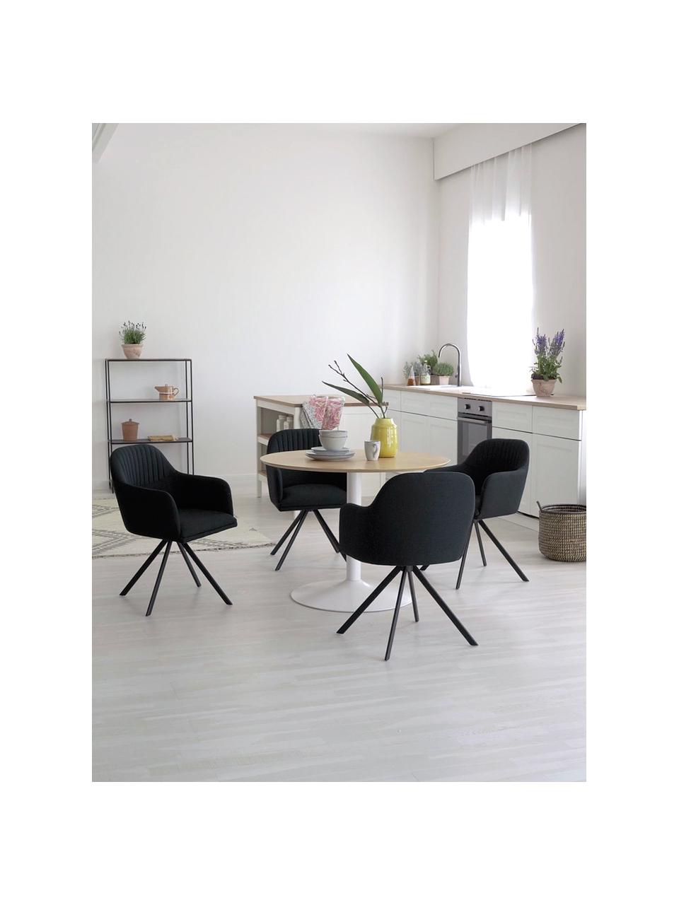 Čalúnená otočná stolička s opierkami Lola, Čierna, Š 53 x H 55 cm