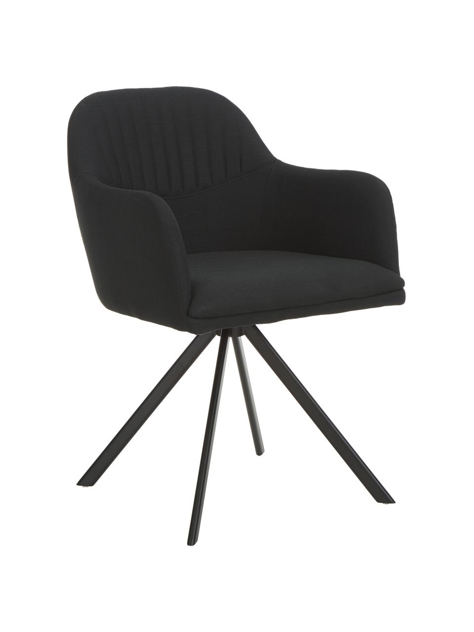 Chaise pivotante Lola, Tissu noir, noir, larg. 53 x prof. 55 cm