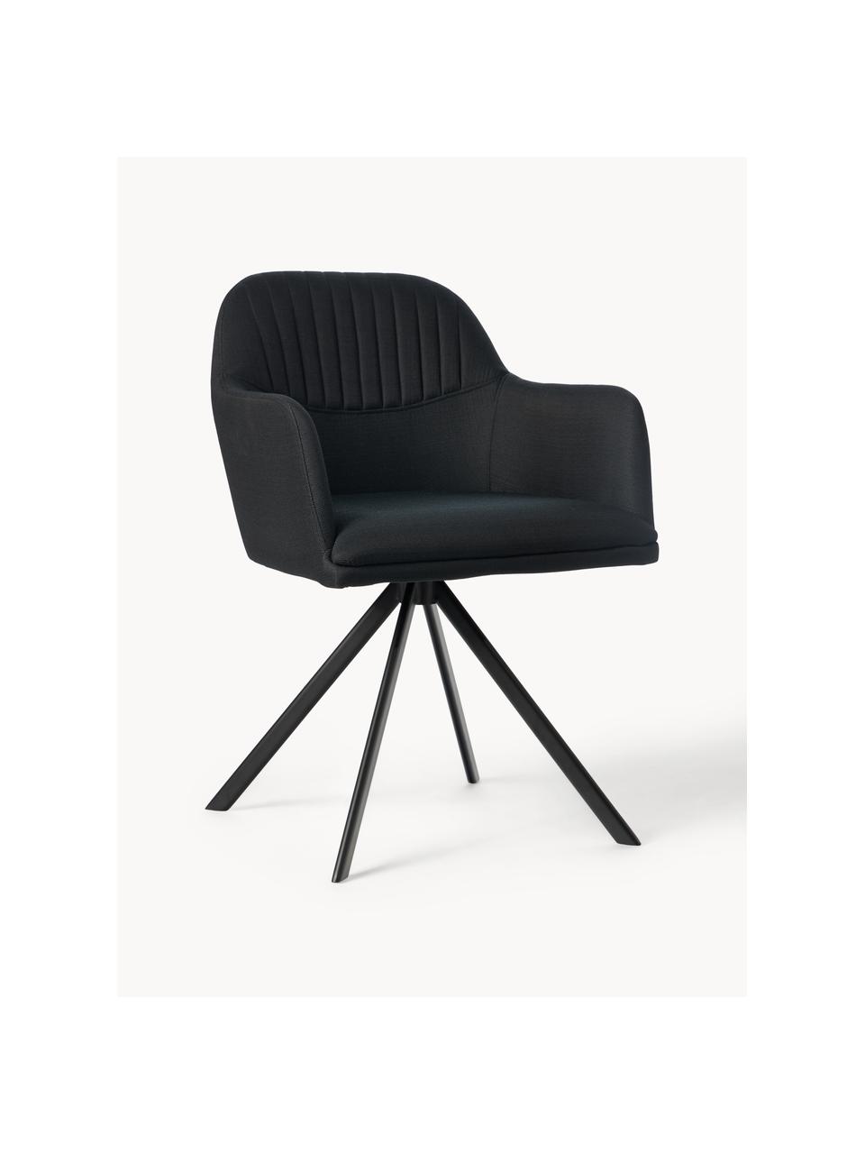 Čalúnená otočná stolička s opierkami Lola, Čierna, Š 53 x H 55 cm