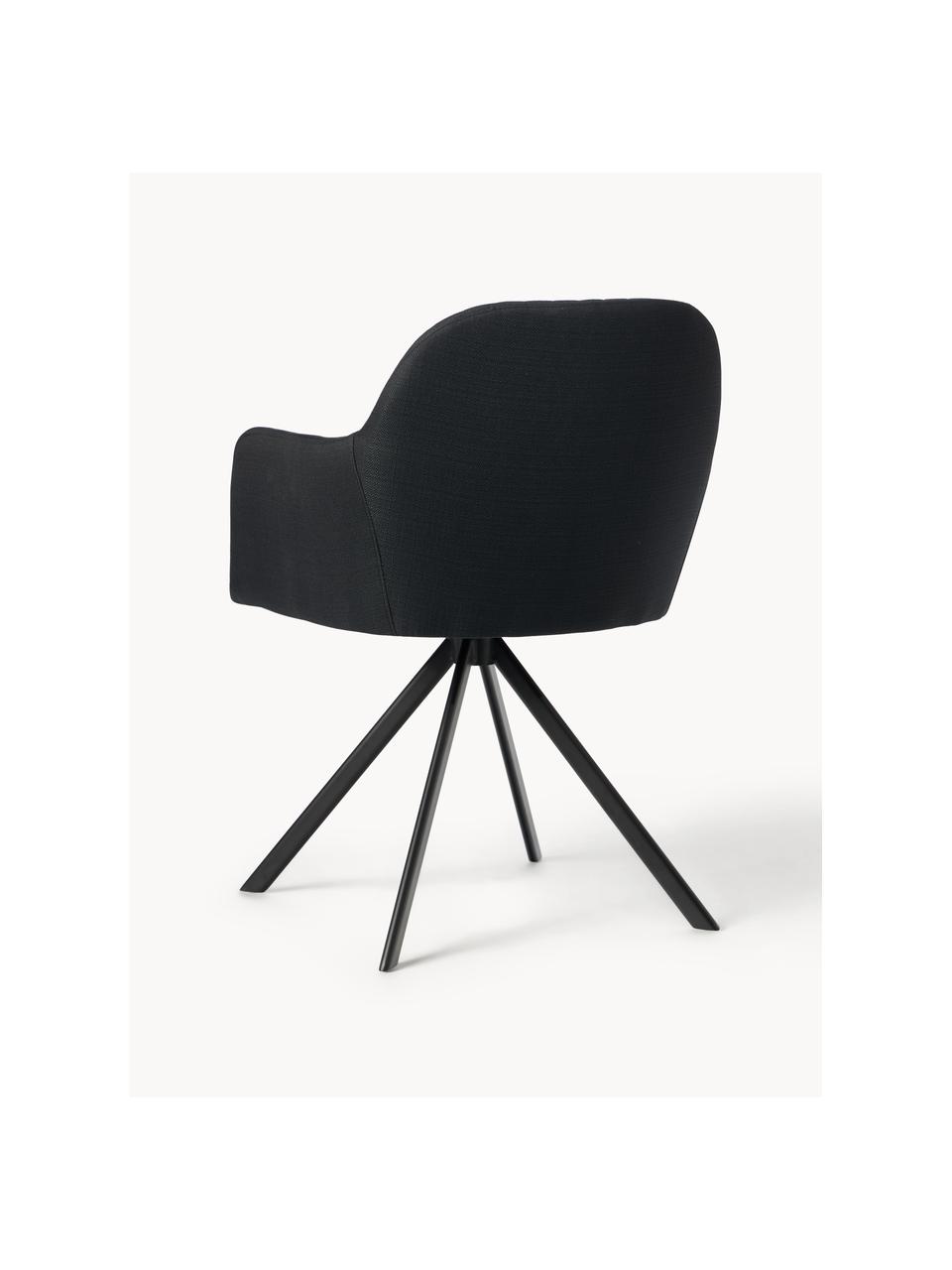 Polster-Drehstuhl Lola mit Armlehne, Bezug: Polyester, Beine: Metall, pulverbeschichtet, Webstoff Schwarz, Schwarz, B 53 x T 55 cm