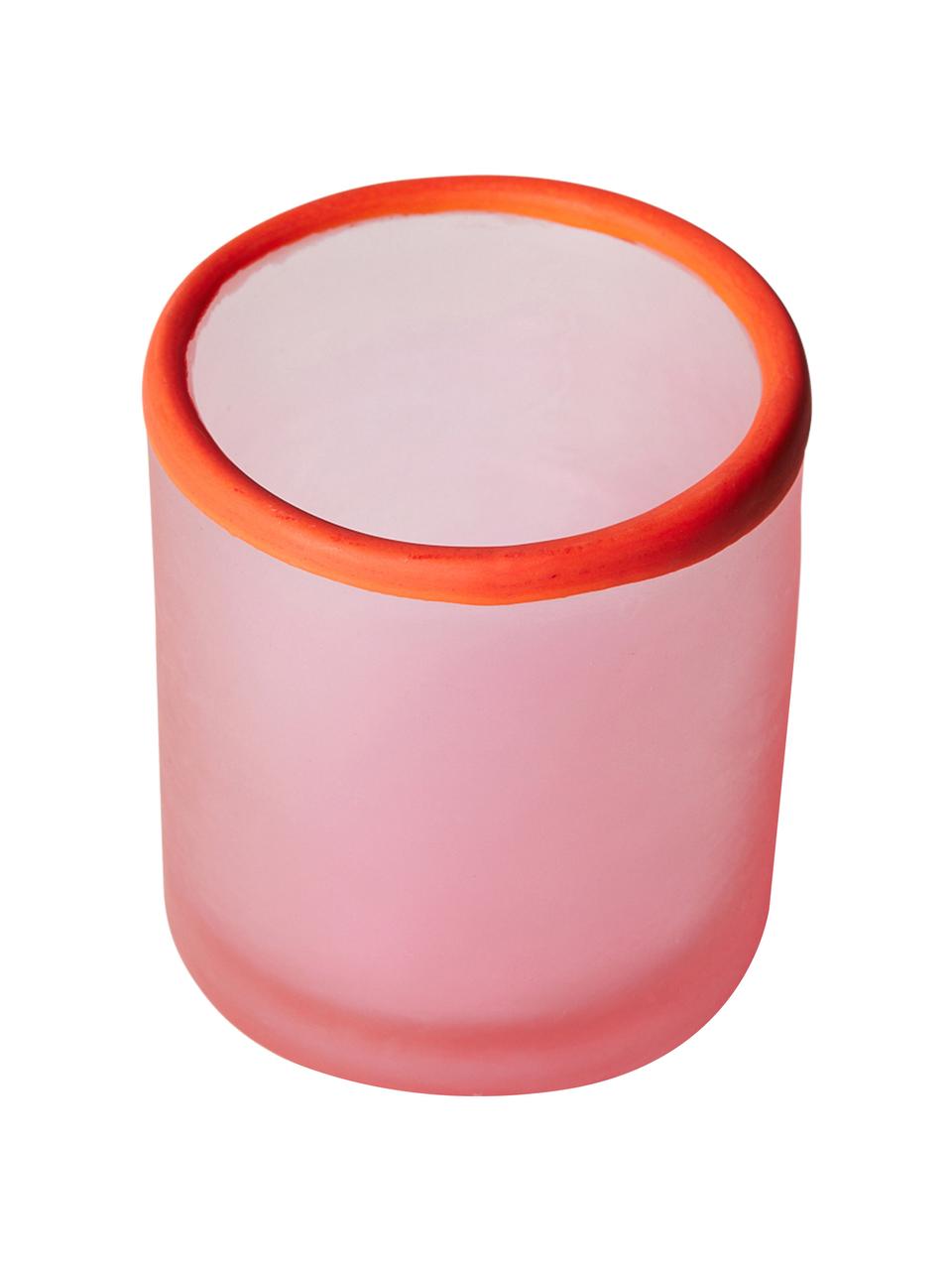 Teelichthalter Pastel, Glas, Rot, Rosa, Ø 9 x H 10 cm