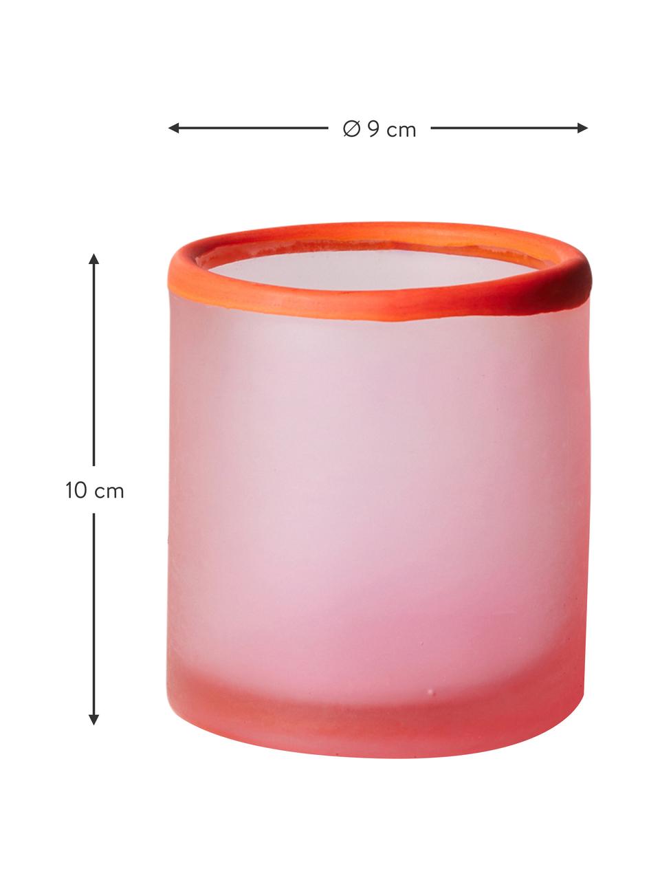 Photophore Pastel, Verre, Rouge, rose, Ø 9 x haut. 10 cm