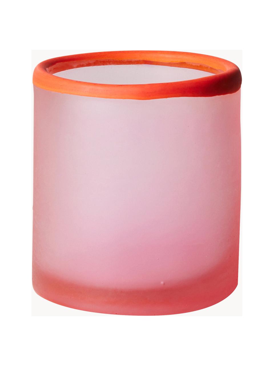 Teelichthalter Pastel, Glas, Rot, Rosa, Ø 9 x H 10 cm