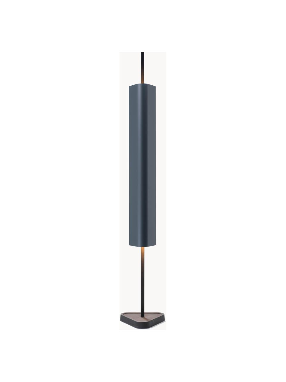 Große dimmbare LED-Tischlampe Emi, Aluminium, beschichtet, Graublau, Schwarz, B 20 x H 114 cm