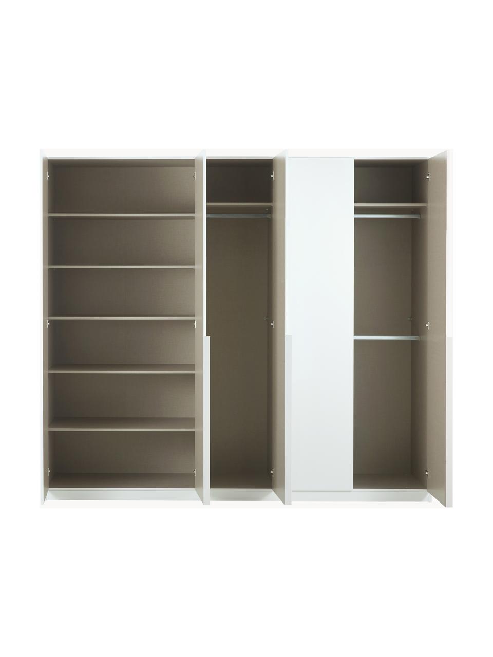 Drehtürenschrank Mia, 5-türig, Holzwerkstoff, beschichtet, Weiß, B 226 x H 210 cm