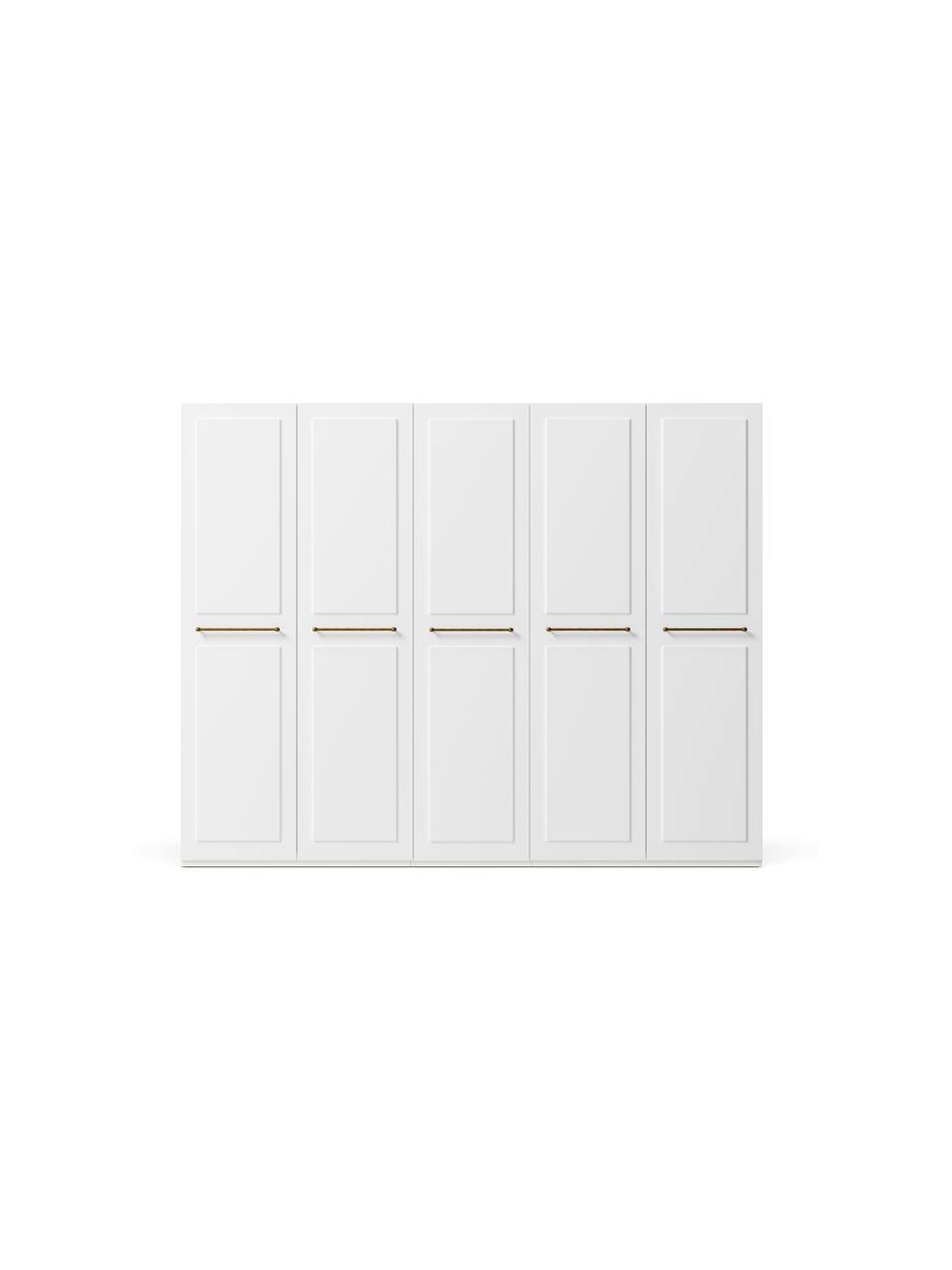 Modularer Drehtürenschrank Charlotte in Weiß mit 5 Türen, verschiedene Varianten, Korpus: Spanplatte, melaminbeschi, Weiß, B 250 x H 200 cm, Basic Interior