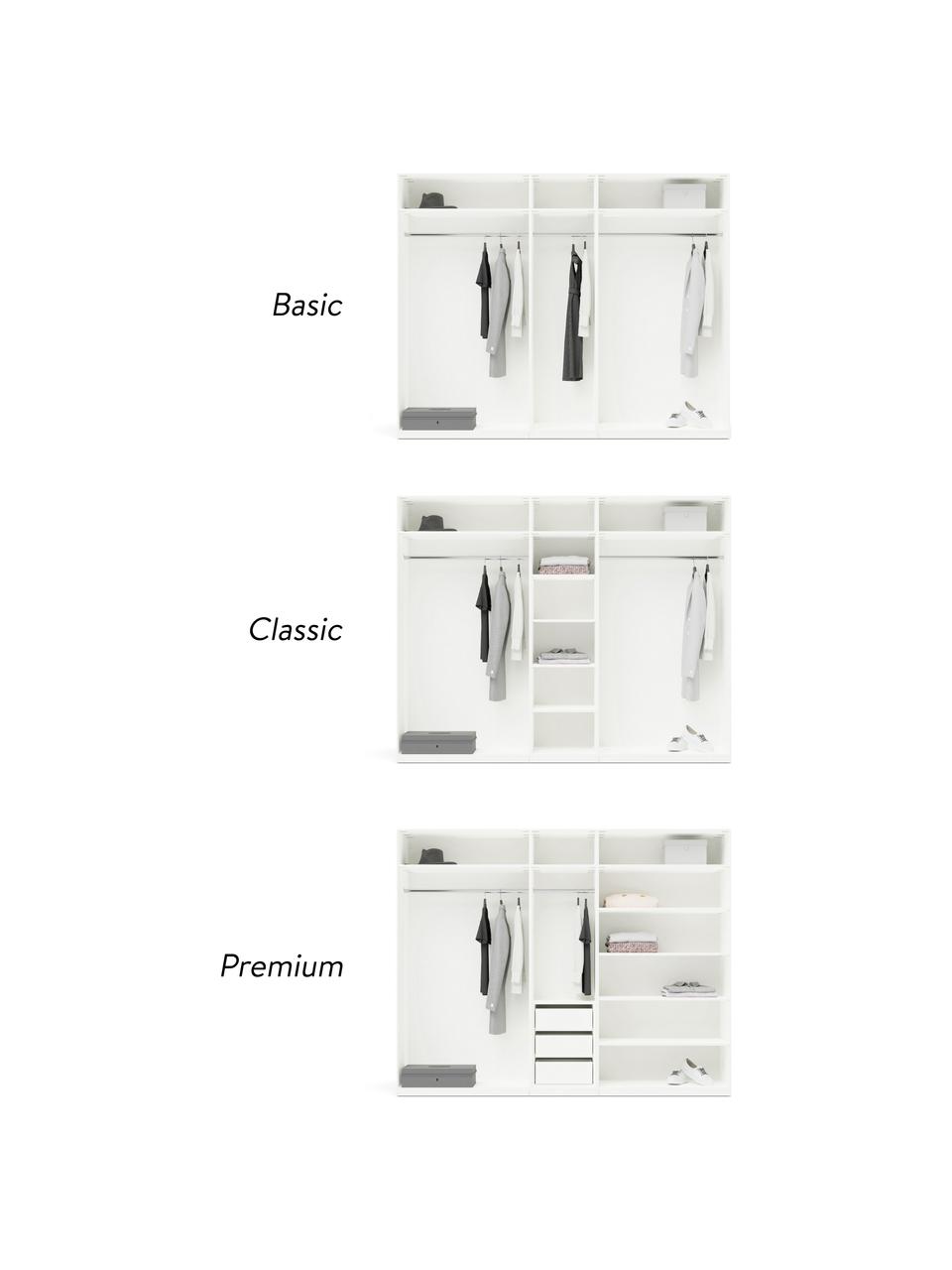 Modulaire draaideurkast Charlotte in wit, 250 cm breed, meerdere varianten, Frame: met melamine beklede spaa, Wit, Basis interieur, hoogte 200 cm