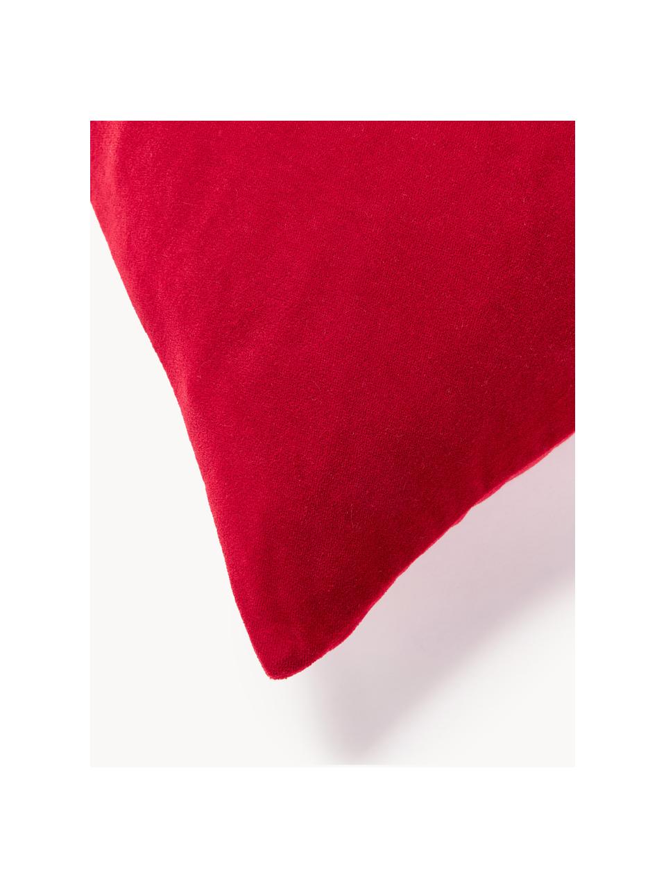 Housse de coussin en velours avec motif hivernal Celeste, Rouge, larg. 60 x long. 60 cm