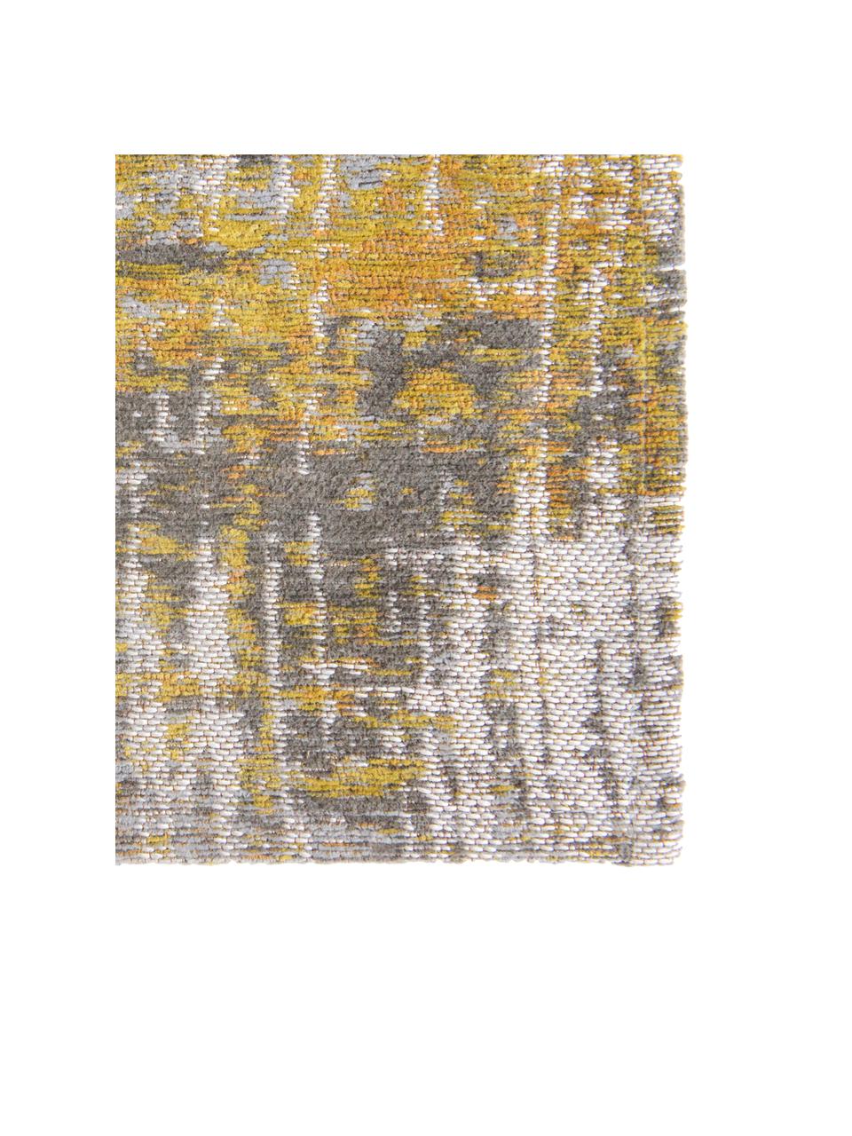 Tappeto di design Streaks, Retro: misto cotone, rivestito i, Giallo, grigio, Larg. 80 x Lung. 150 cm (taglia XS)