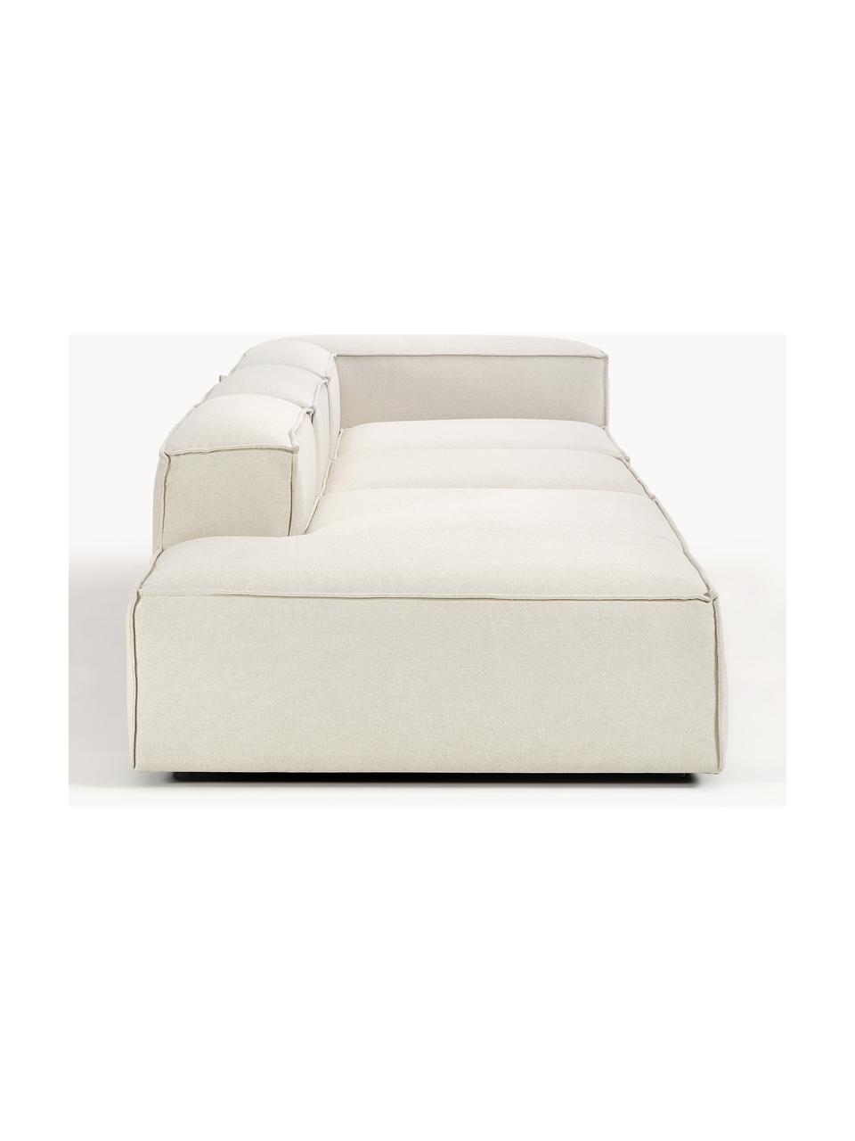 Chaise longue XL componibile Lennon, Rivestimento: 100% poliestere Con 115.0, Struttura: legno di pino massiccio, , Piedini: plastica Questo prodotto , Tessuto bianco latte, Larg. 357 x Prof. 119 cm, schienale a sinistra