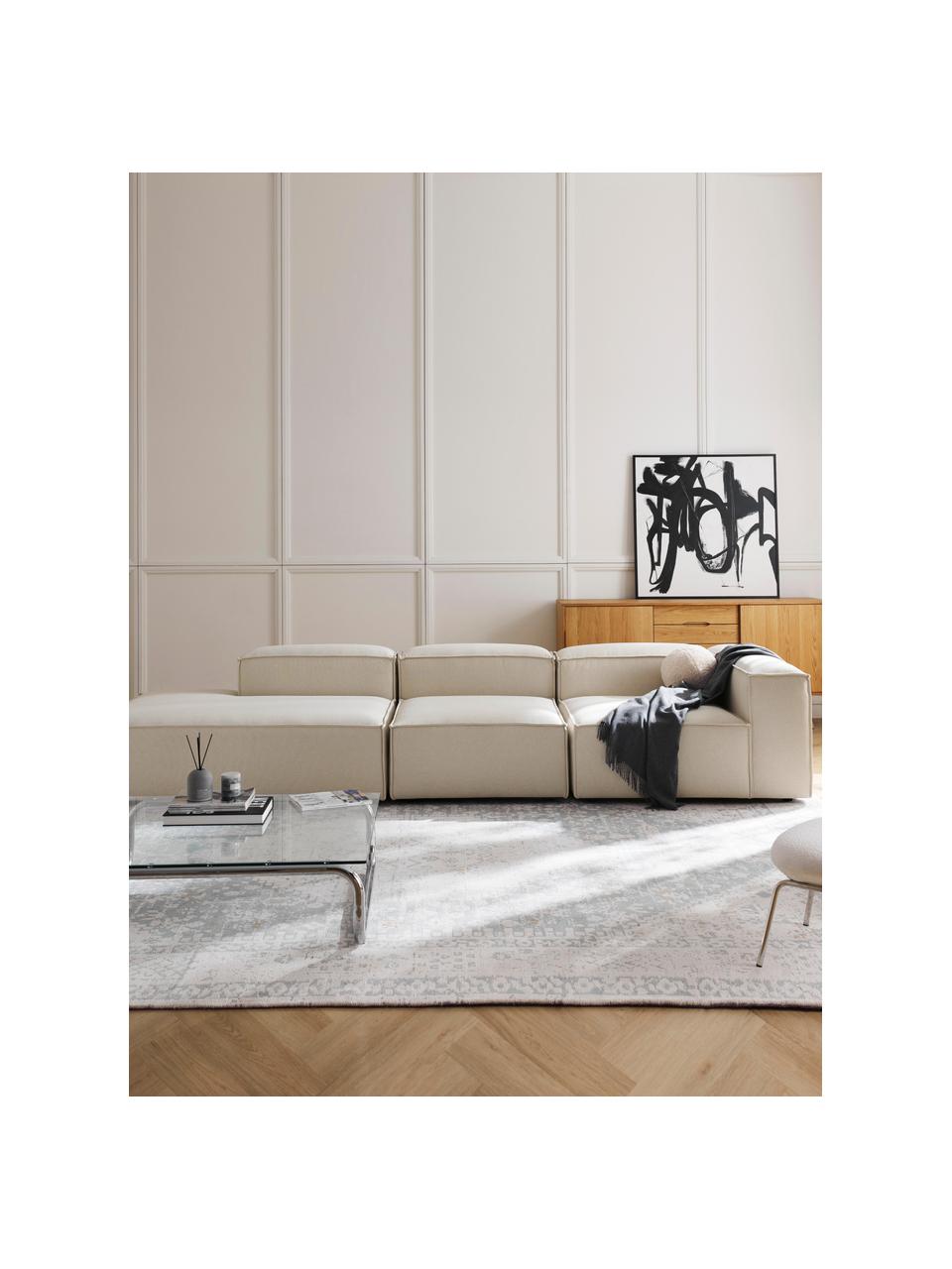 Chaise longue XL componibile Lennon, Rivestimento: 100% poliestere Con 115.0, Struttura: legno di pino massiccio, , Piedini: plastica Questo prodotto , Tessuto bianco latte, Larg. 357 x Prof. 119 cm, schienale a sinistra