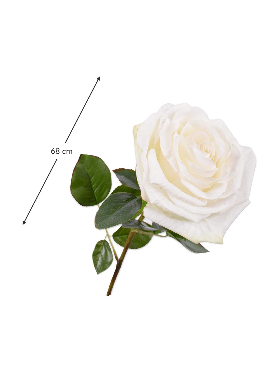 Rose artificiali, bianche, 2 pz, Materiale sintetico, filo metallico, Bianco, Lunghezza 68 cm