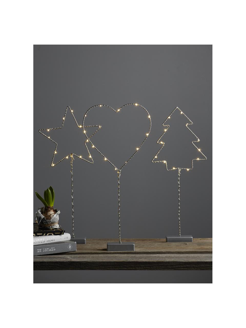 LED dekorace na baterie Heart, Šedá, Š 20 cm, V 43 cm