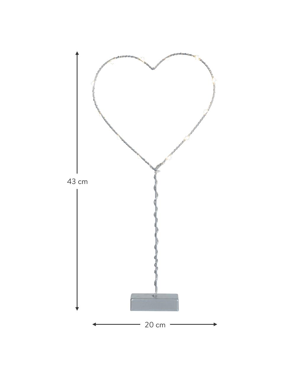 Décoration lumineuse LED Heart, alimentée par piles, Gris, larg. 20 x haut. 43 cm