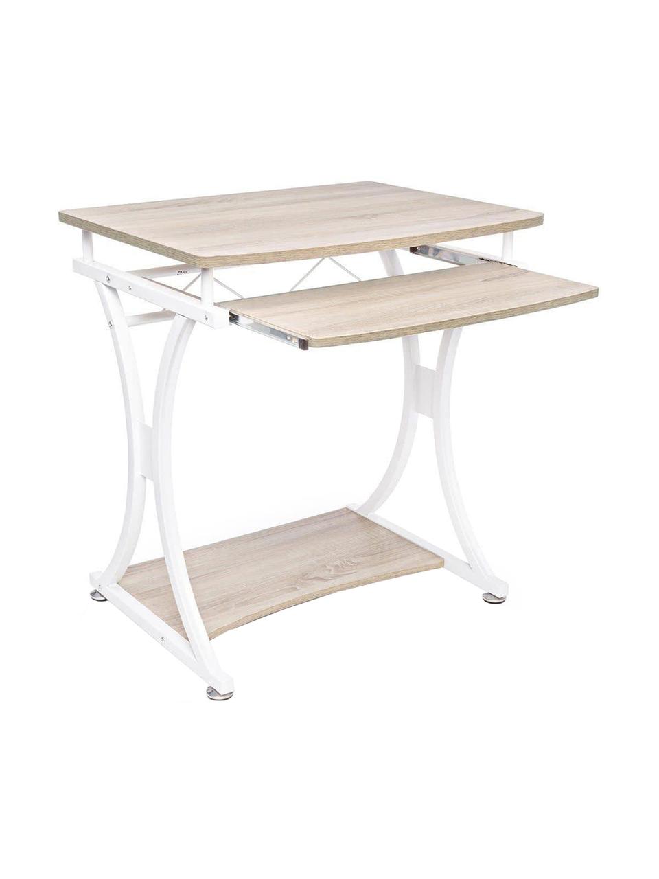 Escritorio Agathe, Estructura: hierro, Tablero: tablero de fibras de dens, Beige, blanco, An 70 x F 55 cm