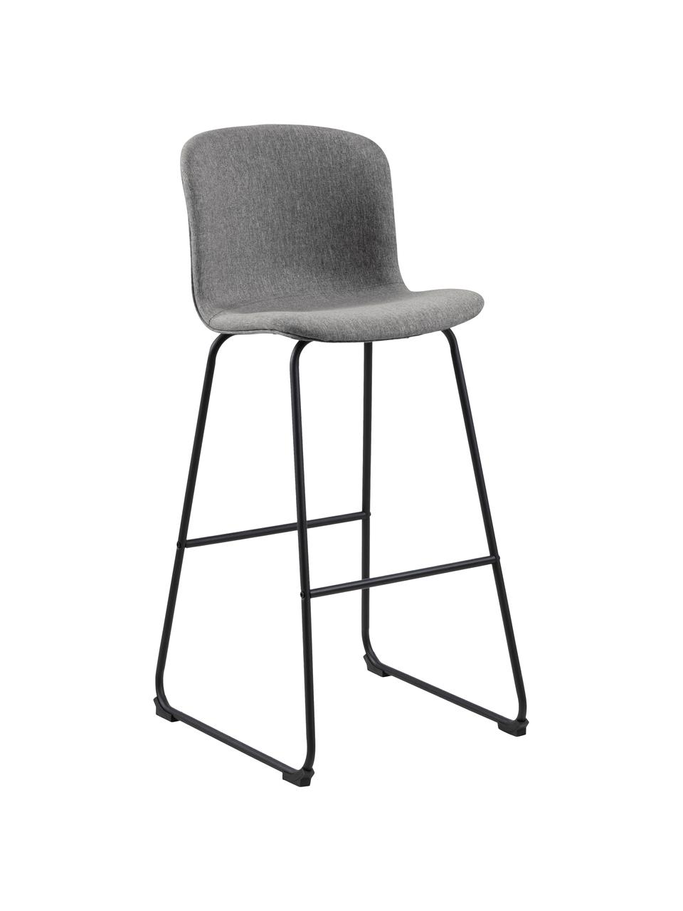 Krzesło barowe Story, 2 szt., Tapicerka: poliester, Stelaż: metal malowany proszkowo, Szary, czarny, S 50 x G 55 cm
