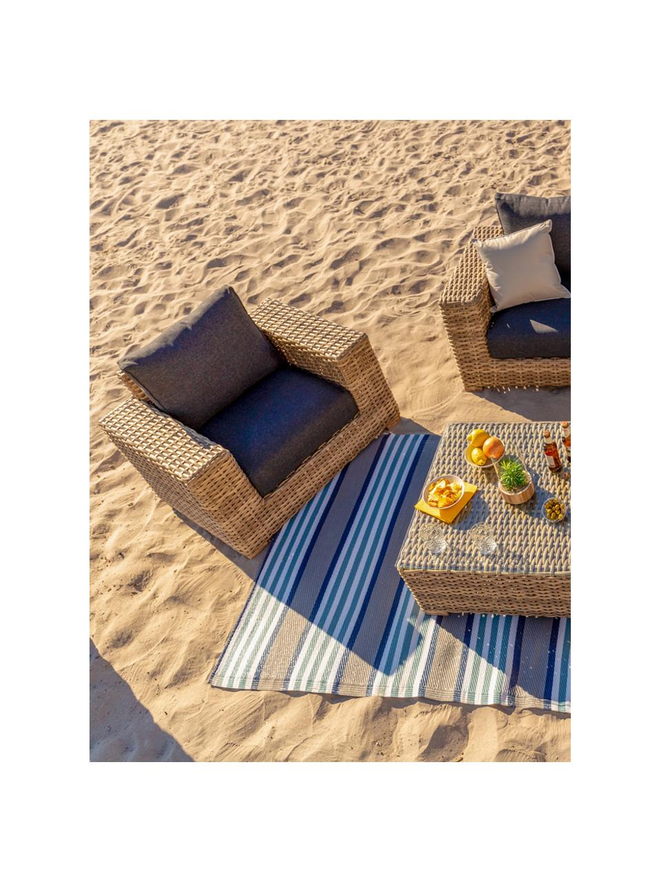 Garten-Loungesessel Saba aus Polyrattan, Korpus: Polyrattan, UV-beständig, Gestell: Aluminium, Bezug: Polyester, UV-beständig u, Braun, B 112 x T 88 cm