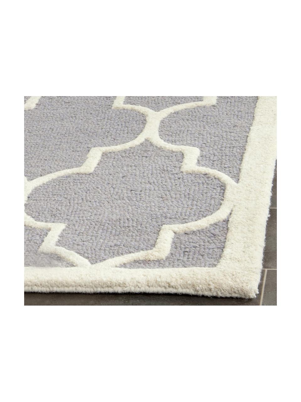 Ręcznie tuftowany dywan z wełny  Everly, Jasny szary, kremowy, D 243 x S 152 cm