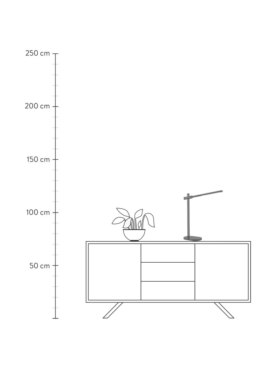 Dimbare LED bureaulamp Office met touch functie, Lampvoet: gecoat aluminium, Diffuser: kunststof, Grijs, B 12 x H 48 cm