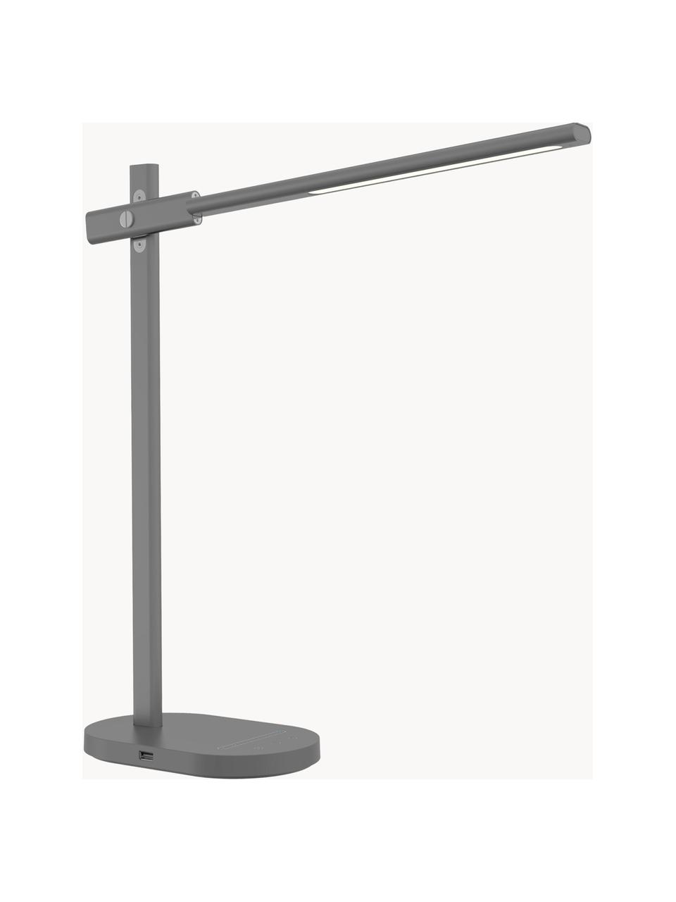 Dimbare LED bureaulamp Office met touch functie, Lampvoet: gecoat aluminium, Diffuser: kunststof, Grijs, B 12 x H 48 cm