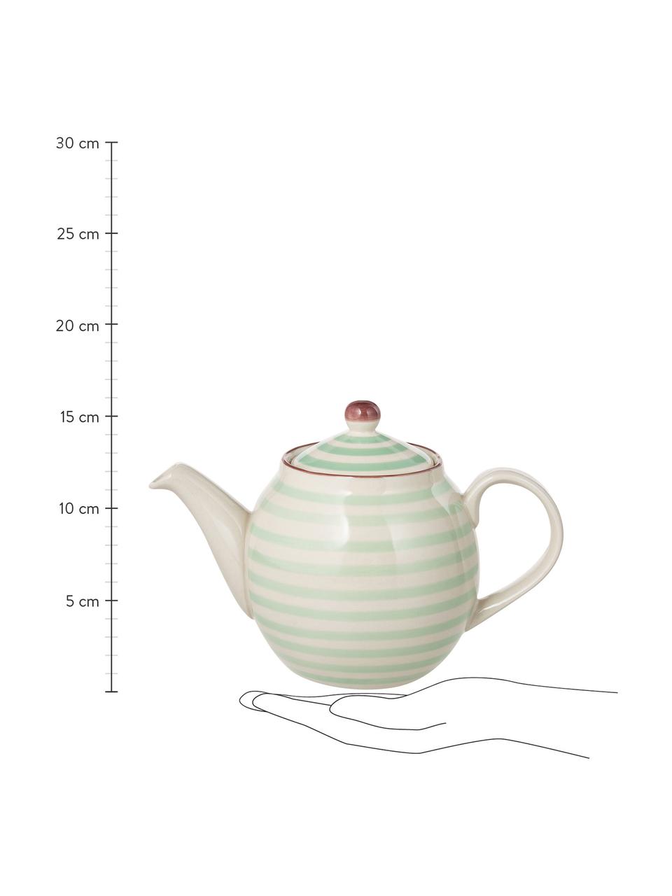 Ručně malovaná čajová konvice s jemným vzorem Patrizia, 1,2 l, Kamenina, Zelená, tlumeně bílá, 1.2 l