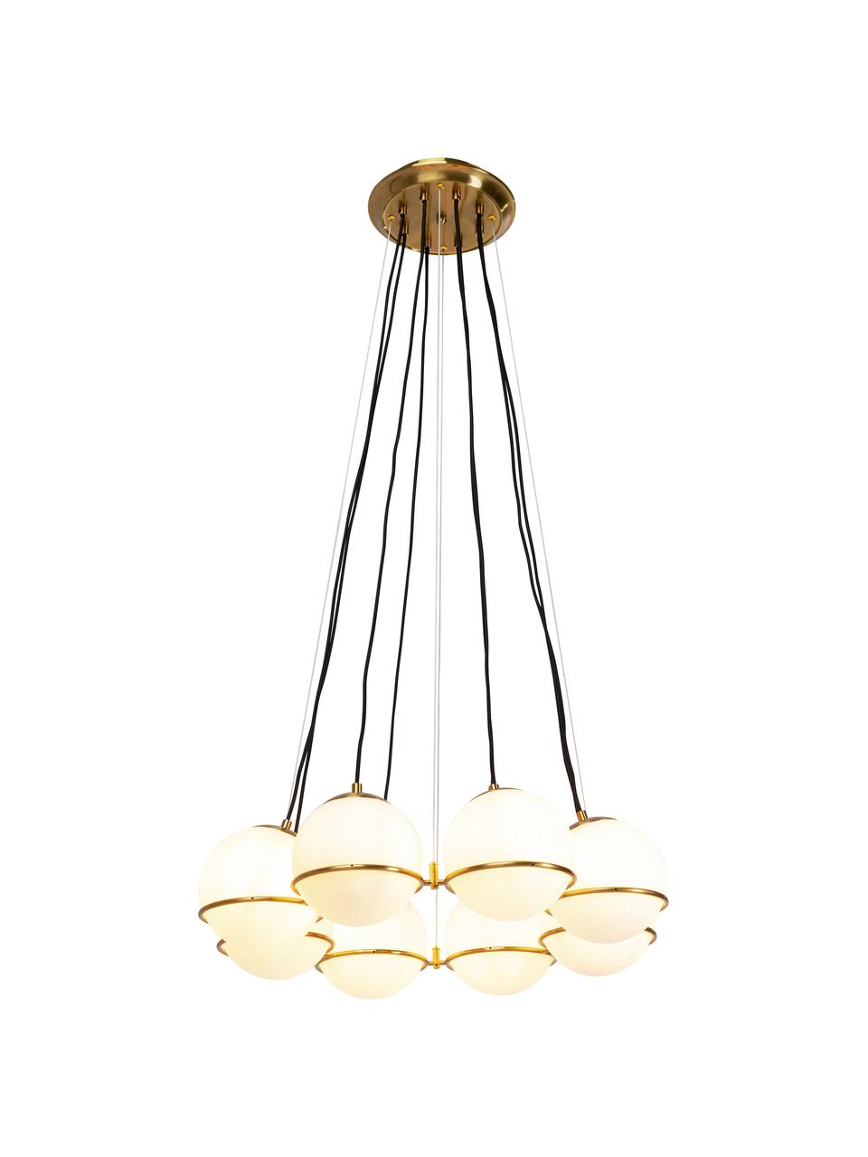 Veľká závesná lampa Globes, Biela, odtiene zlatej, Ø 71 x V 130 cm