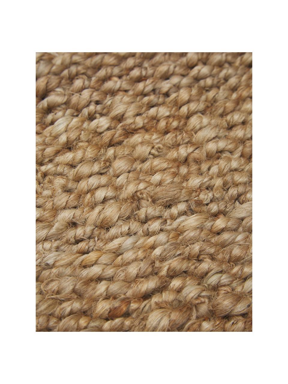 Handgemaakte juten deurmat Naturals met franjes, 100% jute, Beige, B 45 x L 75 cm