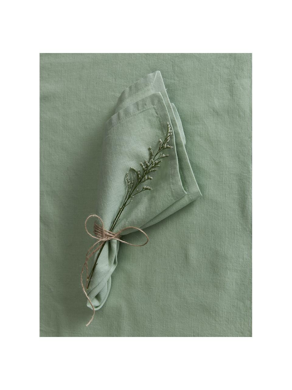 Serviette de table coton vert clair Bimba, 4 pièces, 85 % coton, 15 % lin, Vert clair, larg. 40 x long. 40 cm