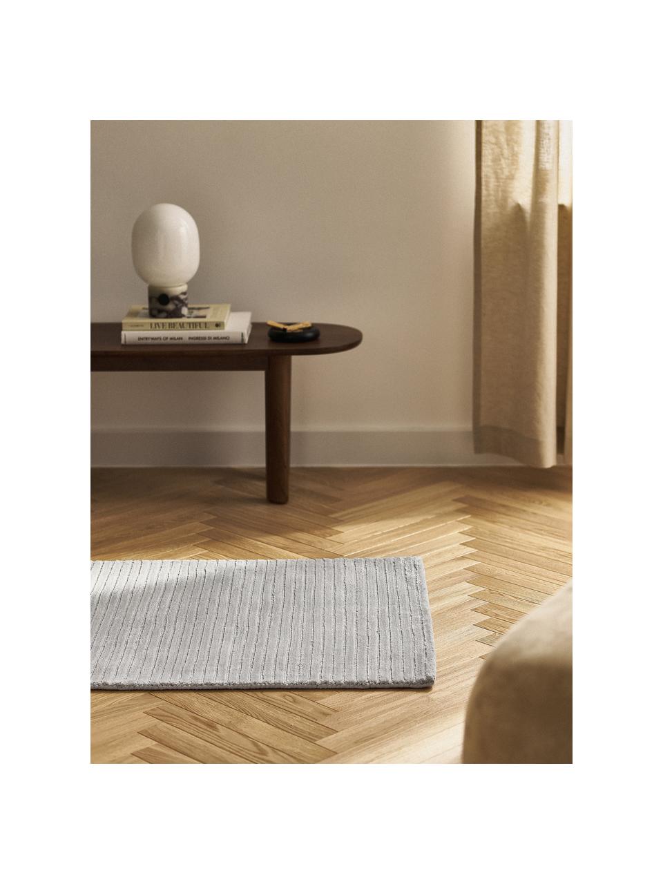 Tapis de couloir moelleux tissé main Wes, 100 % polyester, certifié GRS, Gris clair, larg. 80 x long. 200 cm